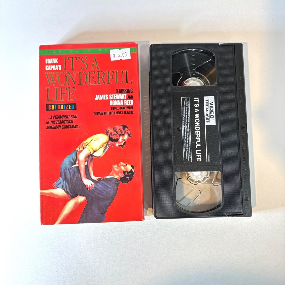 Its a Wonderful Life VHS Colorized James Stewart Video Treasures 1994 Holiday